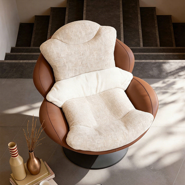 Modern Oversized Swivel Lounge Chair with Plush Cushion and Wraparound Backrest