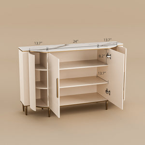 54.6" Elegant Cream White Sideboard Buffet Cabinet with Adjustable Shelves