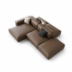 Theo Modular Sectional Sofa with Top-Grain Leather Seating