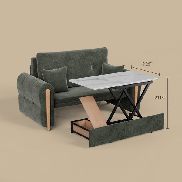 Modern Smart Sofa Bed with Built-in Electric Lift Coffee Table and Storage