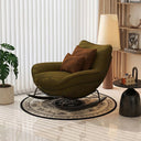 Modern Rocking Lounge Chair Upholstered Fabric Accent Chair with Curved Design and Metal Base