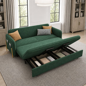 Lennox 47"/70" Velvet Pull-Out Sofa Bed with Storage