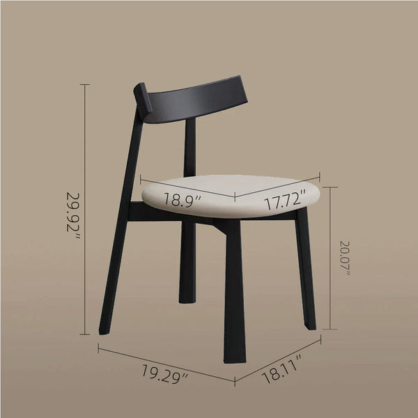 Nico Curved-Back Rubberwood Dining Chair with PU Seat