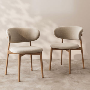 2PCS Dining Chair Modern Ash Wood Frame Curved Backrest
