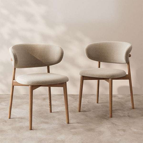 2PCS Dining Chair Modern Ash Wood Frame Curved Backrest