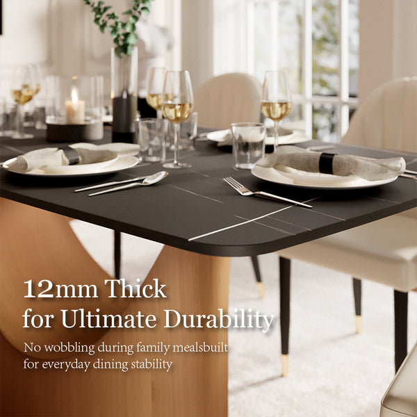 Modern Dining Table Sintered Stone Matte Black Surface