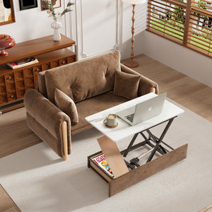 Modern Smart Sofa Bed with Built-in Electric Lift Coffee Table and Storage