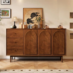 47.2''/62.9'' Modern Solid Wood Sideboard Cabinet Storage Buffet with Drawers & Arched Door Design
