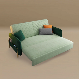 Modern Velvet Convertible Sofa Bed with Hidden Storage & Metal Frame