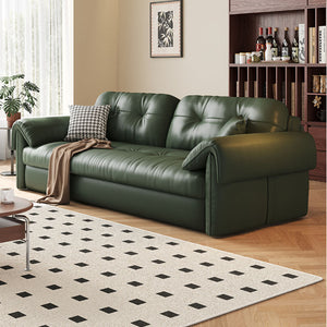 Contemporary Faux Leather Sofa Bed Sleeper Sofa with Hidden Storage & Metal Frame