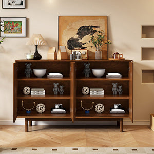 47.2''/62.9'' Modern Solid Wood Sideboard Cabinet Storage Buffet with Drawers & Arched Door Design