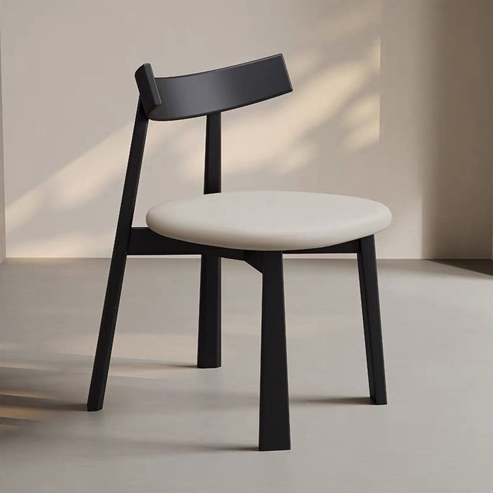 Nico Curved-Back Rubberwood Dining Chair with PU Seat