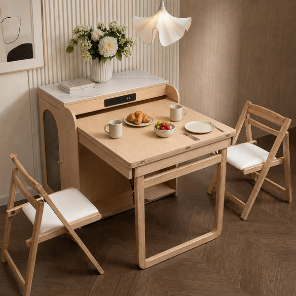 Atlas 74.8" Freestanding Murphy Dining Table with Chair Storage