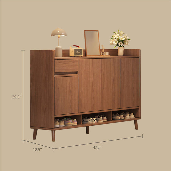47.2''/55.1'' Modern Walnut Entryway Shoe Cabinet with Drawer Stylish Storage Organizer