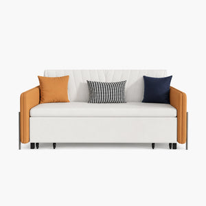 Alba 66.9" Faux Leather Sofa Bed with Side Pockets