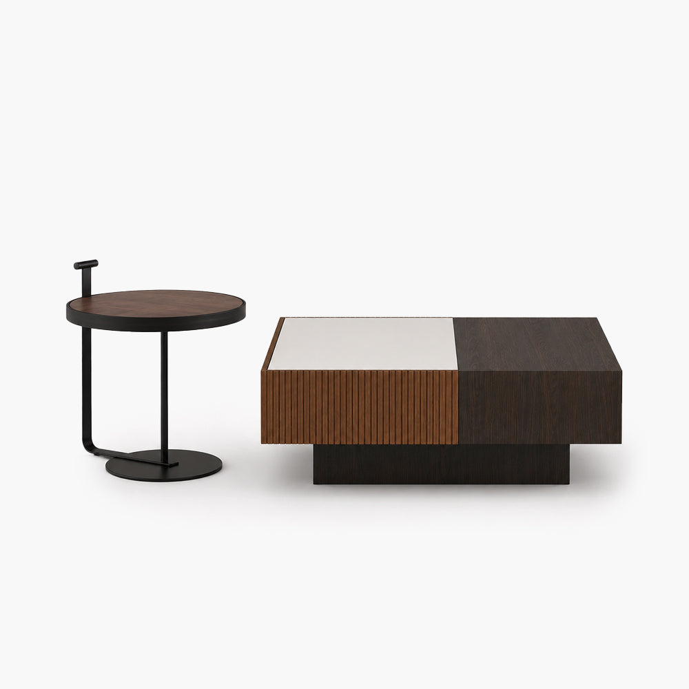 Nexo Walnut-Finish Nesting Coffee Table Set