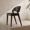 Eden Sculpted Wood & PU Leather Dining Armchairs, Set of 2