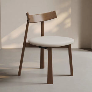 Nico Curved-Back Rubberwood Dining Chair with PU Seat