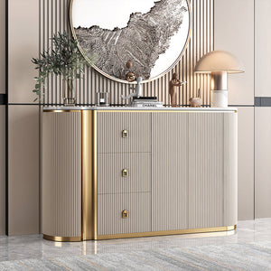 58.5'' Modern Luxe Sideboard with 3 Drawers Khaki & Gold Elegance