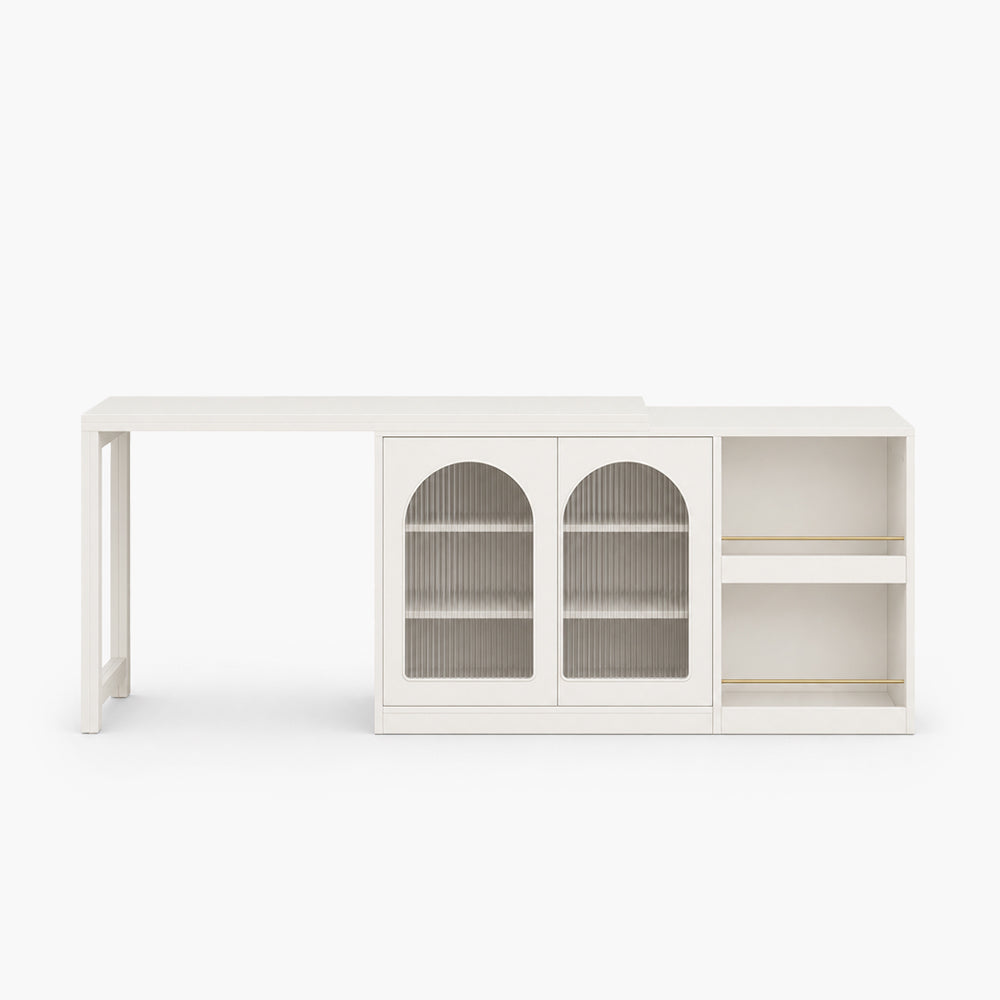 Pivot Rotating Fold-Out Dining Table Sideboard with Storage