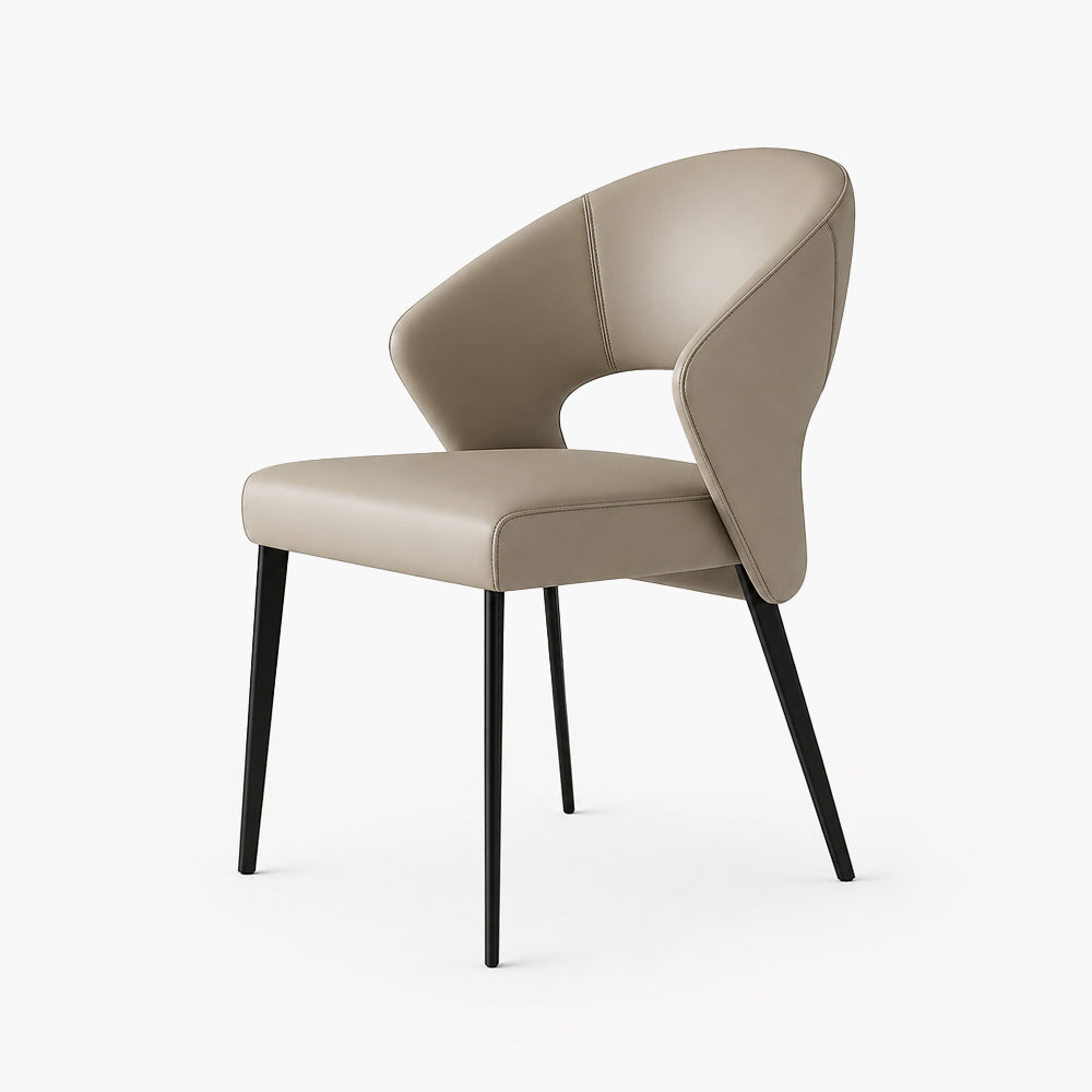 Avery Set of 2 Curved Faux Leather Dining Armchairs