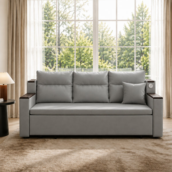 Orin 83" Pull-Out Sofa Bed with Storage & USB