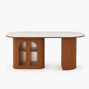Tavian 70"/78" Oval Sintered Stone Dining Table with Storage