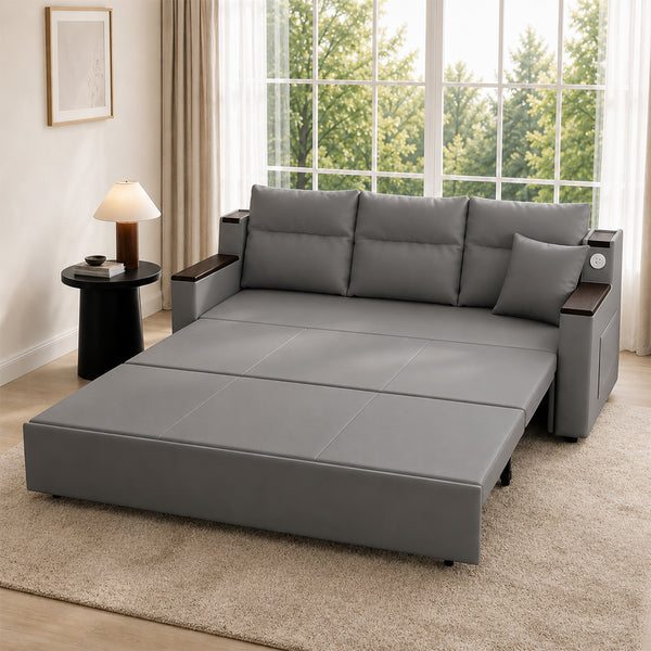 Orin 83" Pull-Out Sofa Bed with Storage & USB