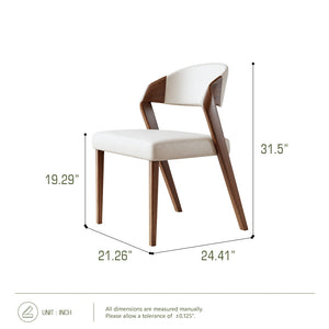 Eden Sculpted Wood & PU Leather Dining Armchairs, Set of 2