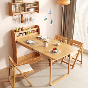 62" Wall-Side Murphy Foldable Dining Table with Integrated Shelf Storage