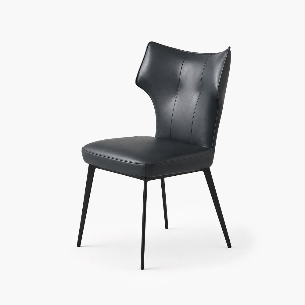 Ezra Sculpted High-Back Faux Leather Dining Chair