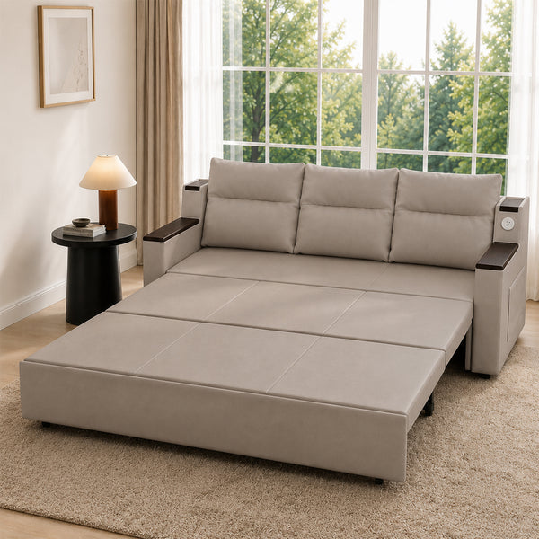 Orin 83" Pull-Out Sofa Bed with Storage & USB