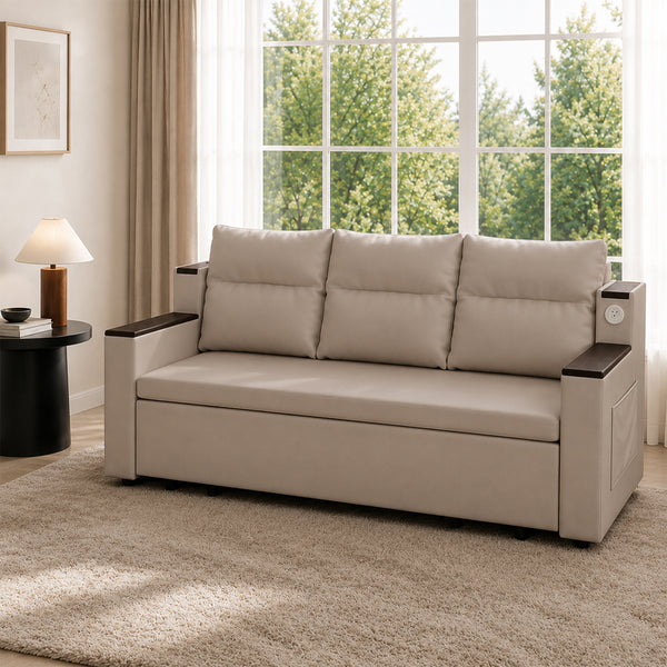 Orin 83" Pull-Out Sofa Bed with Storage & USB