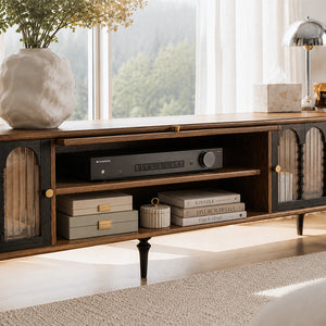 Caspian 78" Mid-Century TV Stand with Fluted Glass Doors
