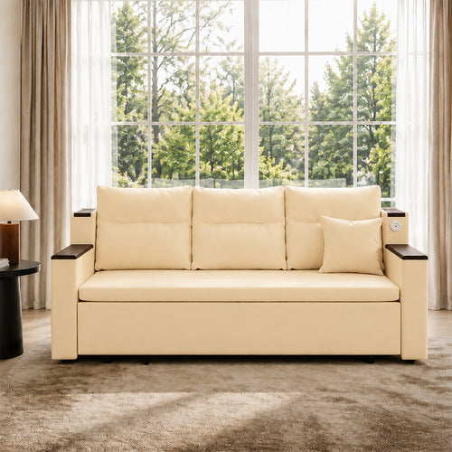 Orin 83" Pull-Out Sofa Bed with Storage & USB