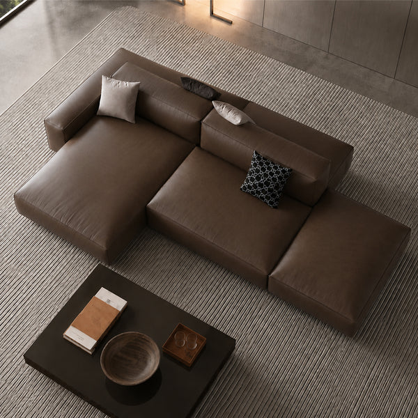 Theo Modular Sectional Sofa with Top-Grain Leather Seating