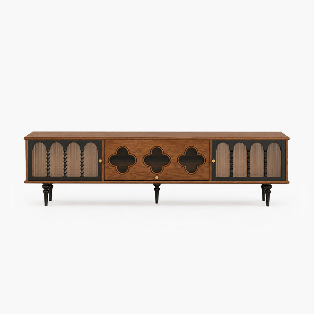 Caspian 78" Mid-Century TV Stand with Fluted Glass Doors