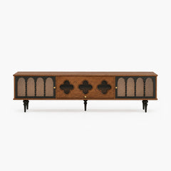 Caspian 78" Mid-Century TV Stand with Fluted Glass Doors
