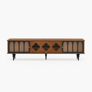 Caspian 78" Mid-Century TV Stand with Fluted Glass Doors
