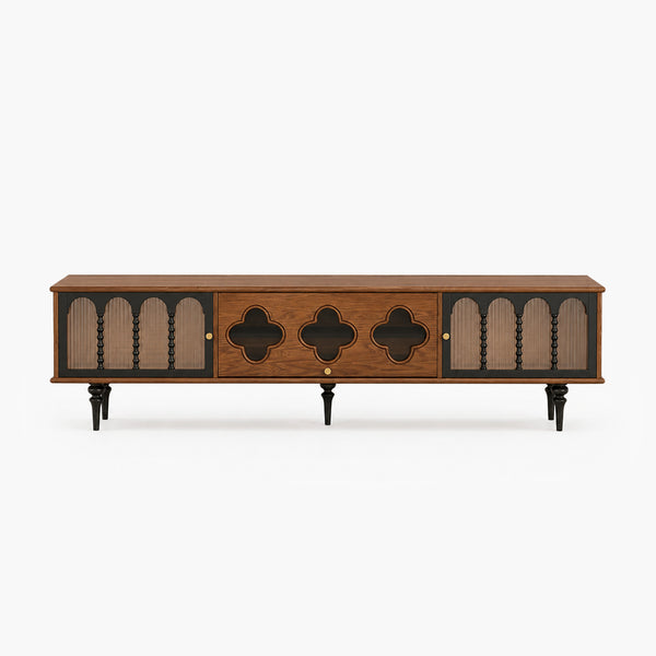 Caspian 78" Mid-Century TV Stand with Fluted Glass Doors
