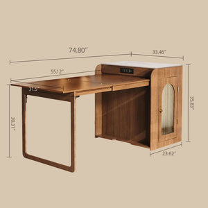 73" Freestanding Murphy Dining Table with Sintered Stone Cabinet Top
