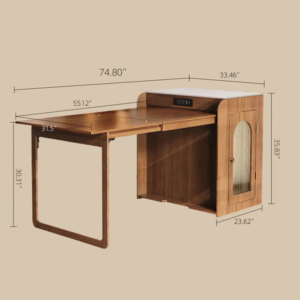73" Freestanding Murphy Dining Table with Sintered Stone Cabinet Top