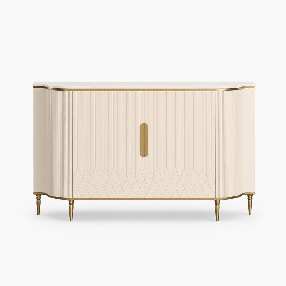 Celine 54.6" Cream Fluted Sideboard with Ceramic Top