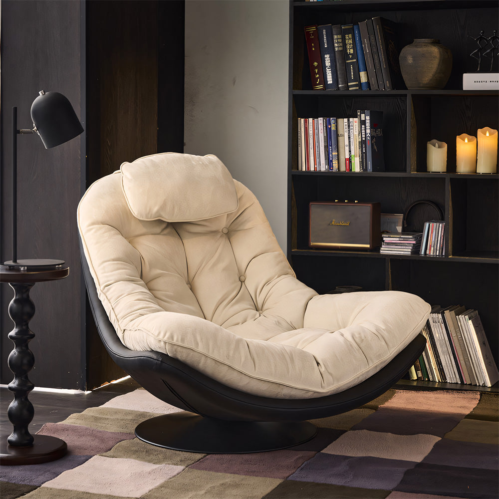Astra Oversized Swivel Lounge Chair with Tufted Velvet Cushion