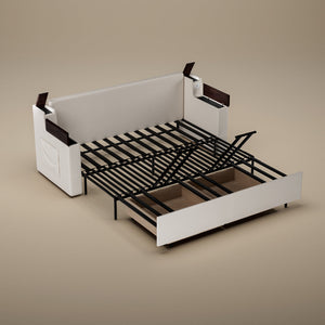 83'' 3-Seater Pull-Out Sleeper Sofa with Storage & USB Port
