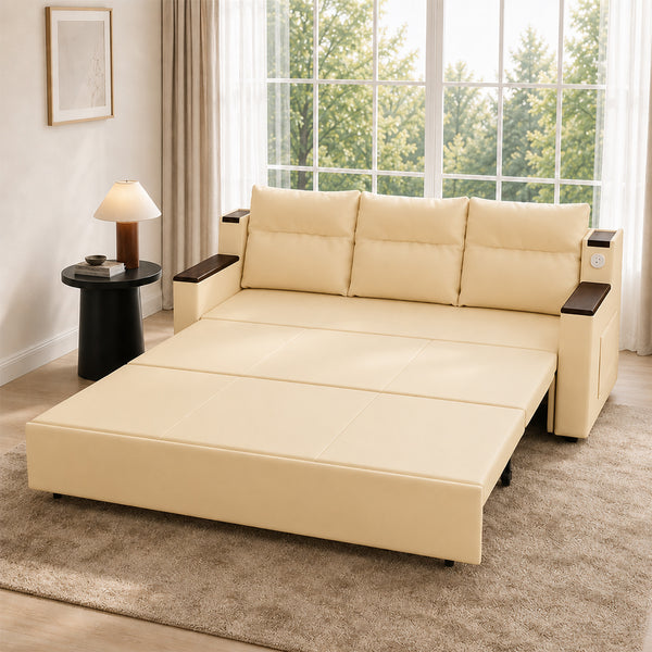 Orin 83" Pull-Out Sofa Bed with Storage & USB