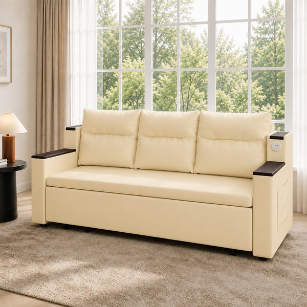 Orin 83" Pull-Out Sofa Bed with Storage & USB