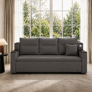 Orin 83" Pull-Out Sofa Bed with Storage & USB