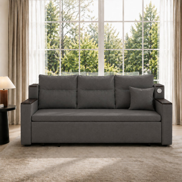 Orin 83" Pull-Out Sofa Bed with Storage & USB