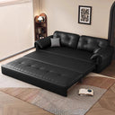 Contemporary Faux Leather Sofa Bed Sleeper Sofa with Hidden Storage & Metal Frame